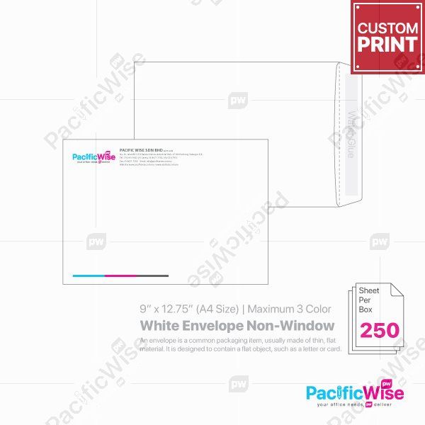 Customized Printing White Envelope Non-Window 9 x 12.75 (A4)