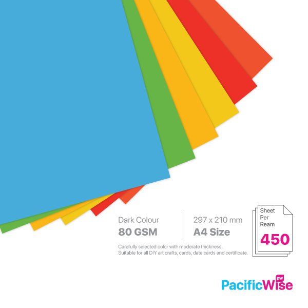A4 Printer Paper Bright Red Coloured 80GSM Pack Size : 50 Sheets