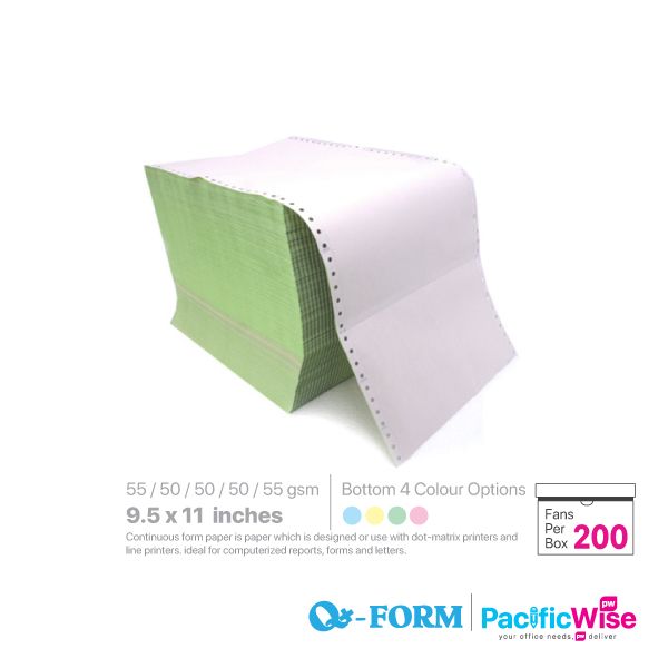 200 Sheets Continuous Fan-Fold Dot Matrix Tractor Feed Printer Paper 9.5x11  inch